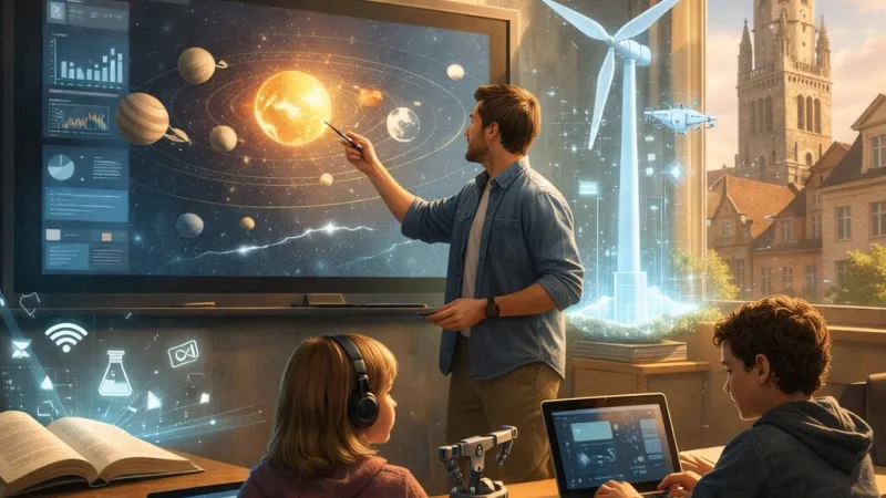 Analyse van Le tableau endiablé van Évelyne Reberg: technologie en onderwijs