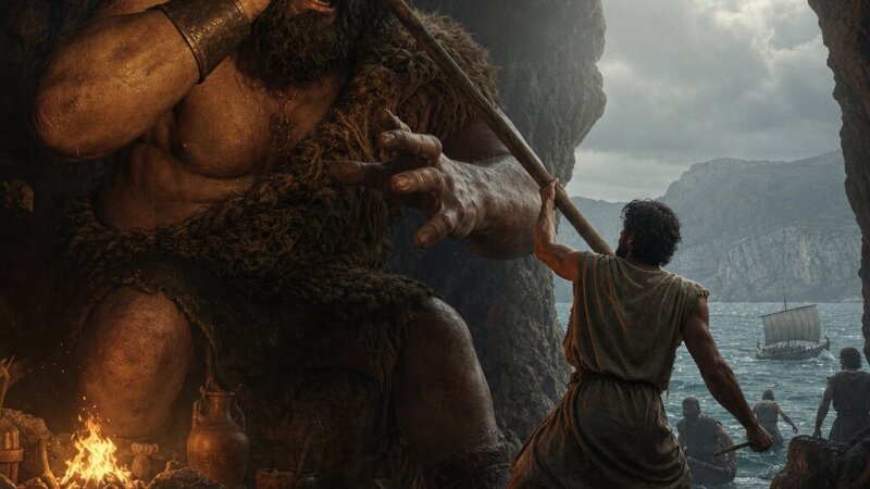 De confrontatie tussen Odysseus en Polyphemus in de Odyssee