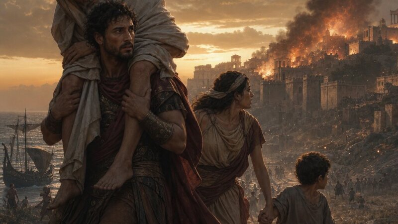 De vlucht van Aeneas: keerpunt tussen val en toekomst