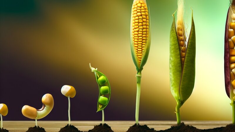 Grondige analyse van het kiemingsproces bij bonen, erwten en maïs